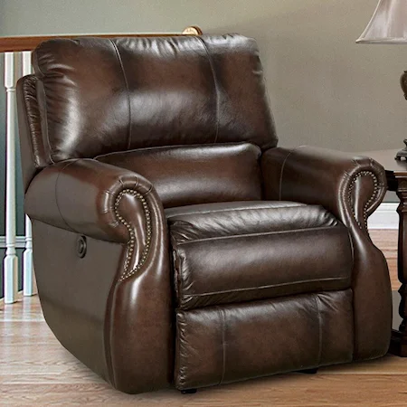 Traditional Power Recliner with Rolled Arms